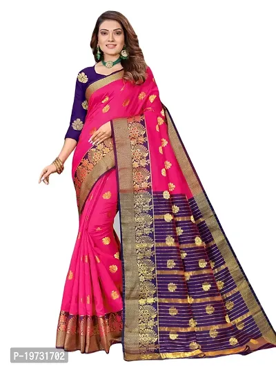 ADWYN PETER Women's Jacquard Banarasi Silk Casual Wear Lightweight Saree With Unstitched Blouse (R_C_578 Peach)-thumb0