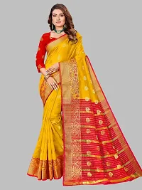 ADWYN PETER Women's Jacquard Banarasi Silk Casual Wear Lightweight Saree With Unstitched Blouse (R_C_575 Yellow)-thumb3