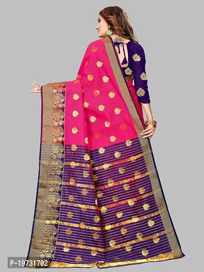 ADWYN PETER Women's Jacquard Banarasi Silk Casual Wear Lightweight Saree With Unstitched Blouse (R_C_578 Peach)-thumb3