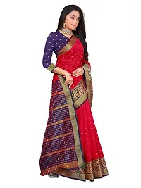 ADWYN PETER Women's Jacquard Banarasi Silk Casual Wear Lightweight Saree With Unstitched Blouse (R_C_538 Red)-thumb2