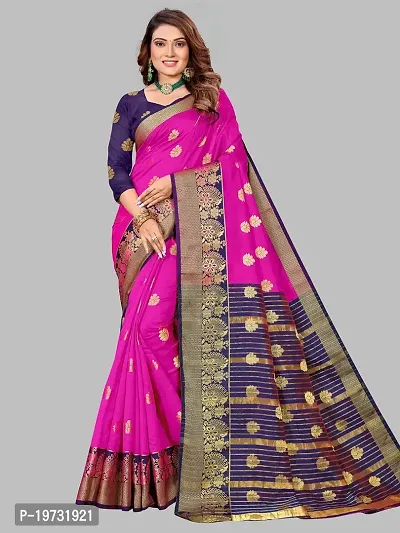 ADWYN PETER Women's Jacquard Banarasi Silk Casual Wear Lightweight Saree With Unstitched Blouse (R_C_579 Pink)-thumb4