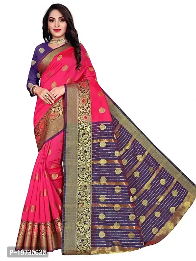 ADWYN PETER Women's Jacquard Banarasi Silk Casual Wear Lightweight Saree With Unstitched Blouse (R_C_559 Peach)-thumb0