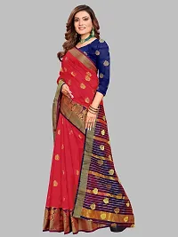 ADWYN PETER Women's Jacquard Banarasi Silk Casual Wear Lightweight Saree With Unstitched Blouse (R_C_580 Red)-thumb4