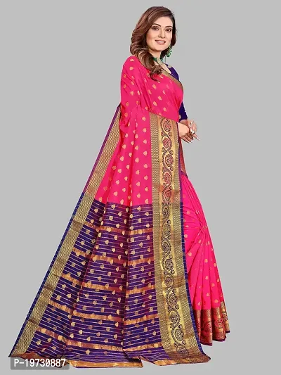 ADWYN PETER Women's Jacquard Banarasi Silk Casual Wear Lightweight Saree With Unstitched Blouse (R_C_550 Peach)-thumb2