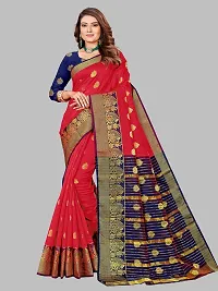 ADWYN PETER Women's Jacquard Banarasi Silk Casual Wear Lightweight Saree With Unstitched Blouse (R_C_580 Red)-thumb3