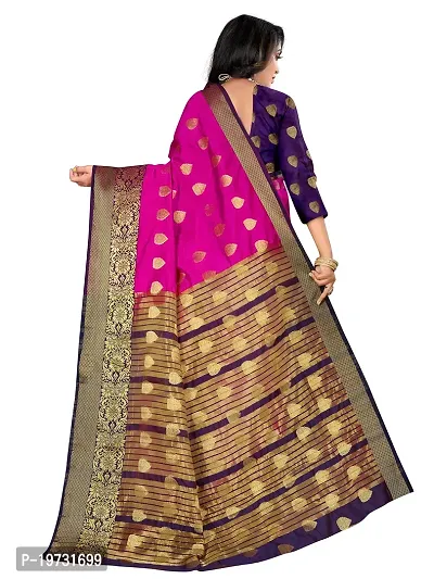 ADWYN PETER Women's Jacquard Banarasi Silk Casual Wear Lightweight Saree With Unstitched Blouse (R_C_560 Pink)-thumb4
