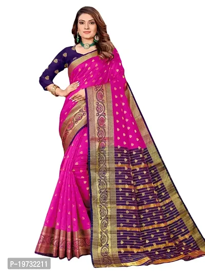 ADWYN PETER Women's Jacquard Banarasi Silk Casual Wear Lightweight Saree With Unstitched Blouse (R_C_547 Pink)