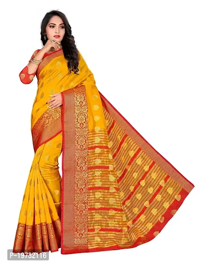 ADWYN PETER Women's Jacquard Banarasi Silk Casual Wear Lightweight Saree With Unstitched Blouse (R_C_556 Yellow)