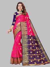 ADWYN PETER Women's Jacquard Banarasi Silk Casual Wear Lightweight Saree With Unstitched Blouse (R_C_578 Peach)-thumb3