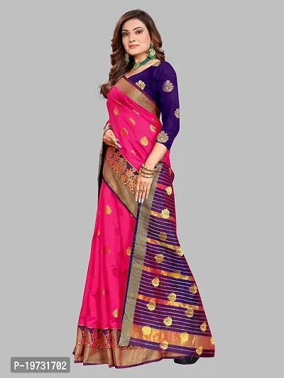 ADWYN PETER Women's Jacquard Banarasi Silk Casual Wear Lightweight Saree With Unstitched Blouse (R_C_578 Peach)-thumb5