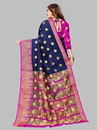 ADWYN PETER Women's Jacquard Banarasi Silk Casual Wear Lightweight Saree With Unstitched Blouse (R_C_577 Navyblue)-thumb2