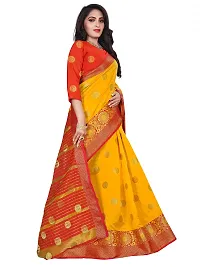 ADWYN PETER Women's Jacquard Banarasi Silk Casual Wear Lightweight Saree With Unstitched Blouse (R_C_585 Yellow)-thumb2