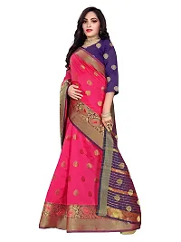 ADWYN PETER Women's Jacquard Banarasi Silk Casual Wear Lightweight Saree With Unstitched Blouse (R_C_559 Peach)-thumb1