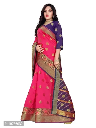 ADWYN PETER Women's Jacquard Banarasi Silk Casual Wear Lightweight Saree With Unstitched Blouse (R_C_559 Peach)-thumb2