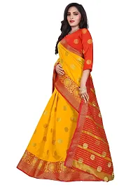 ADWYN PETER Women's Jacquard Banarasi Silk Casual Wear Lightweight Saree With Unstitched Blouse (R_C_585 Yellow)-thumb1