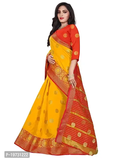 ADWYN PETER Women's Jacquard Banarasi Silk Casual Wear Lightweight Saree With Unstitched Blouse (R_C_585 Yellow)-thumb2