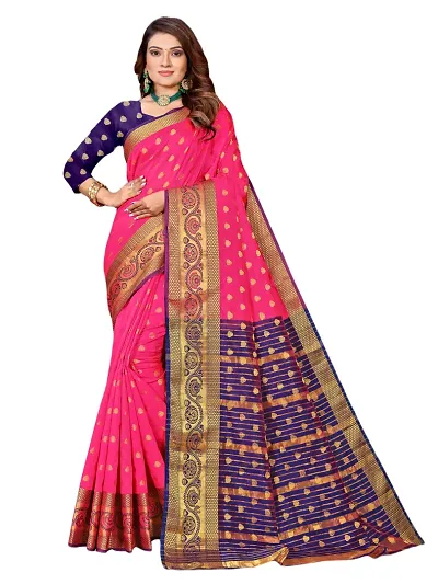 ADWYN PETER Women's Jacquard Banarasi Silk Casual Wear Lightweight Saree With Unstitched Blouse (R_C_545)