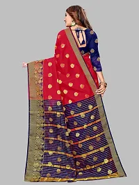 ADWYN PETER Women's Jacquard Banarasi Silk Casual Wear Lightweight Saree With Unstitched Blouse (R_C_580 Red)-thumb2