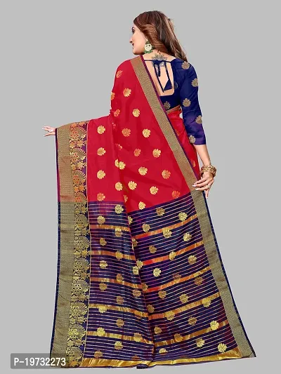 ADWYN PETER Women's Jacquard Banarasi Silk Casual Wear Lightweight Saree With Unstitched Blouse (R_C_580 Red)-thumb3