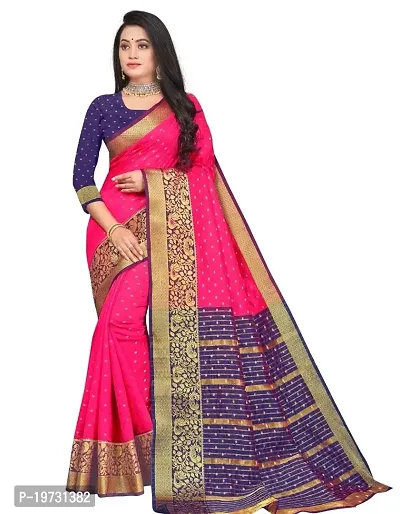 ADWYN PETER Women's Jacquard Banarasi Silk Casual Wear Lightweight Saree With Unstitched Blouse (R_C_536 Peach)-thumb0