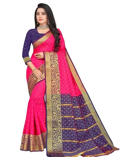 ADWYN PETER Women's Jacquard Banarasi Silk Casual Wear Lightweight Saree With Unstitched Blouse (R_C_534)