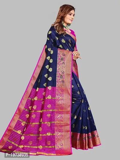 ADWYN PETER Women's Jacquard Banarasi Silk Casual Wear Lightweight Saree With Unstitched Blouse (R_C_571 Navyblue)-thumb5