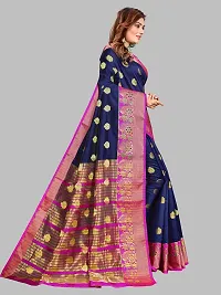ADWYN PETER Women's Jacquard Banarasi Silk Casual Wear Lightweight Saree With Unstitched Blouse (R_C_577 Navyblue)-thumb4