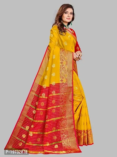 ADWYN PETER Women's Jacquard Banarasi Silk Casual Wear Lightweight Saree With Unstitched Blouse (R_C_575 Yellow)-thumb5