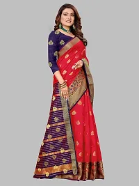 ADWYN PETER Women's Jacquard Banarasi Silk Casual Wear Lightweight Saree With Unstitched Blouse (R_C_574 Red)-thumb1