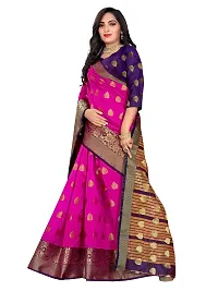ADWYN PETER Women's Jacquard Banarasi Silk Casual Wear Lightweight Saree With Unstitched Blouse (R_C_560 Pink)-thumb1