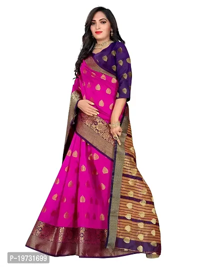 ADWYN PETER Women's Jacquard Banarasi Silk Casual Wear Lightweight Saree With Unstitched Blouse (R_C_560 Pink)-thumb2
