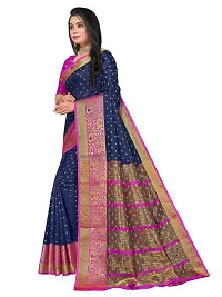 ADWYN PETER Women's Jacquard Banarasi Silk Casual Wear Lightweight Saree With Unstitched Blouse (R_C_535 NavyBlue)-thumb2