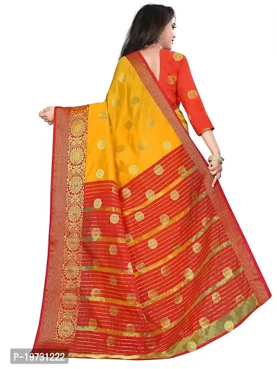 ADWYN PETER Women's Jacquard Banarasi Silk Casual Wear Lightweight Saree With Unstitched Blouse (R_C_585 Yellow)-thumb4