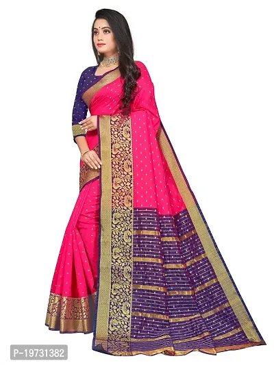 ADWYN PETER Women's Jacquard Banarasi Silk Casual Wear Lightweight Saree With Unstitched Blouse (R_C_536 Peach)-thumb3