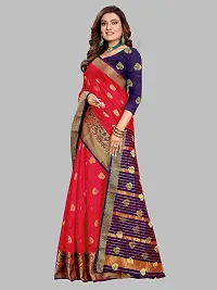 ADWYN PETER Women's Jacquard Banarasi Silk Casual Wear Lightweight Saree With Unstitched Blouse (R_C_574 Red)-thumb4