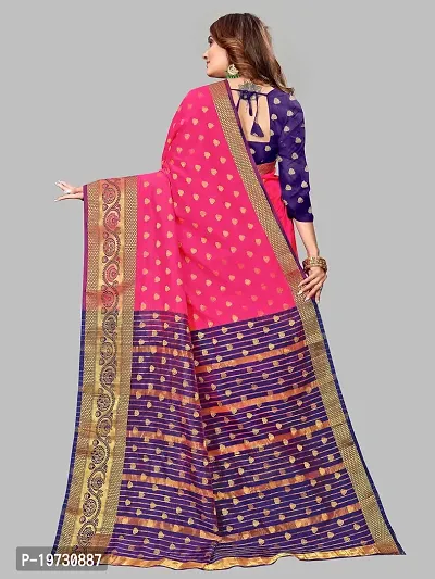 ADWYN PETER Women's Jacquard Banarasi Silk Casual Wear Lightweight Saree With Unstitched Blouse (R_C_550 Peach)-thumb4