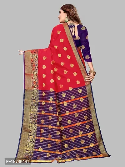 ADWYN PETER Women's Jacquard Banarasi Silk Casual Wear Lightweight Saree With Unstitched Blouse (R_C_574 Red)-thumb3