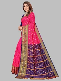 ADWYN PETER Women's Jacquard Banarasi Silk Casual Wear Lightweight Saree With Unstitched Blouse (R_C_550 Peach)-thumb2