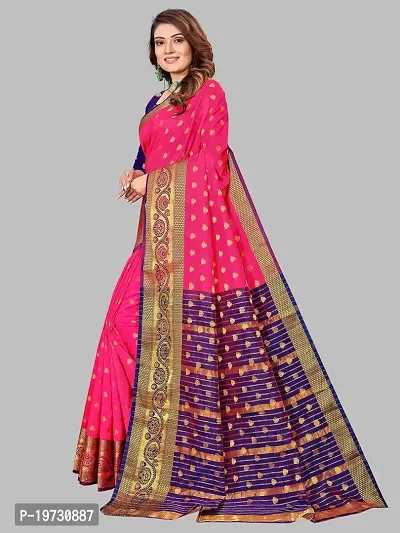 ADWYN PETER Women's Jacquard Banarasi Silk Casual Wear Lightweight Saree With Unstitched Blouse (R_C_550 Peach)-thumb3