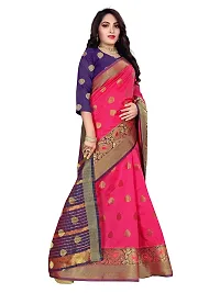 ADWYN PETER Women's Jacquard Banarasi Silk Casual Wear Lightweight Saree With Unstitched Blouse (R_C_559 Peach)-thumb2