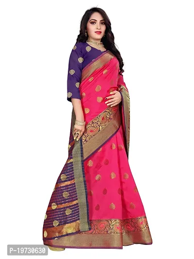 ADWYN PETER Women's Jacquard Banarasi Silk Casual Wear Lightweight Saree With Unstitched Blouse (R_C_559 Peach)-thumb3