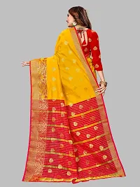 ADWYN PETER Women's Jacquard Banarasi Silk Casual Wear Lightweight Saree With Unstitched Blouse (R_C_575 Yellow)-thumb2