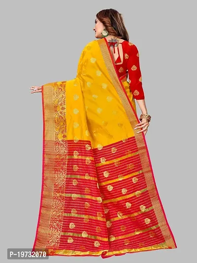 ADWYN PETER Women's Jacquard Banarasi Silk Casual Wear Lightweight Saree With Unstitched Blouse (R_C_575 Yellow)-thumb3