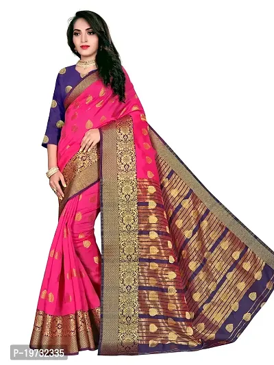 ADWYN PETER Women's Jacquard Banarasi Silk Casual Wear Lightweight Saree With Unstitched Blouse (R_C_553 Peach)