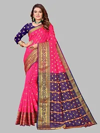 ADWYN PETER Women's Jacquard Banarasi Silk Casual Wear Lightweight Saree With Unstitched Blouse (R_C_550 Peach)-thumb4