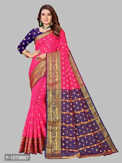 ADWYN PETER Women's Jacquard Banarasi Silk Casual Wear Lightweight Saree With Unstitched Blouse (R_C_550 Peach)-thumb5