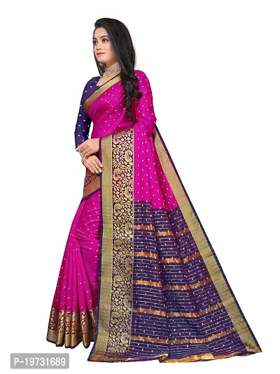 ADWYN PETER Women's Jacquard Banarasi Silk Casual Wear Lightweight Saree With Unstitched Blouse (R_C_537 Pink)-thumb3