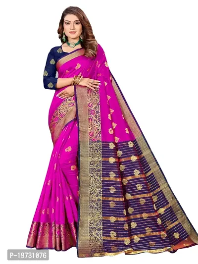 ADWYN PETER Women's Jacquard Banarasi Silk Casual Wear Lightweight Saree With Unstitched Blouse (R_C_573 Pink)