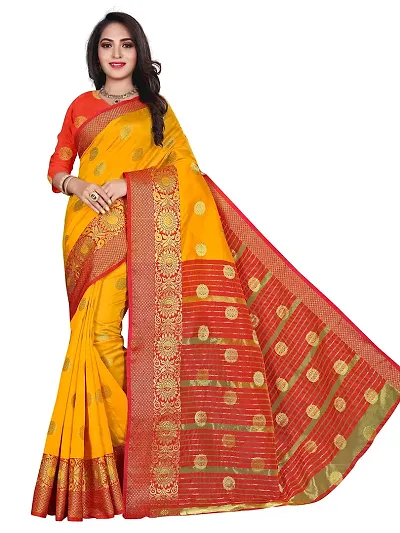 ADWYN PETER Women's Jacquard Banarasi Silk Casual Wear Lightweight Saree With Unstitched Blouse (R_C_582)