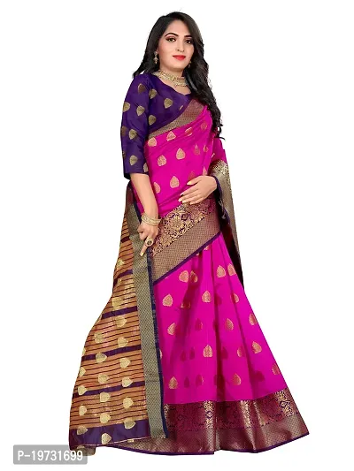 ADWYN PETER Women's Jacquard Banarasi Silk Casual Wear Lightweight Saree With Unstitched Blouse (R_C_560 Pink)-thumb3